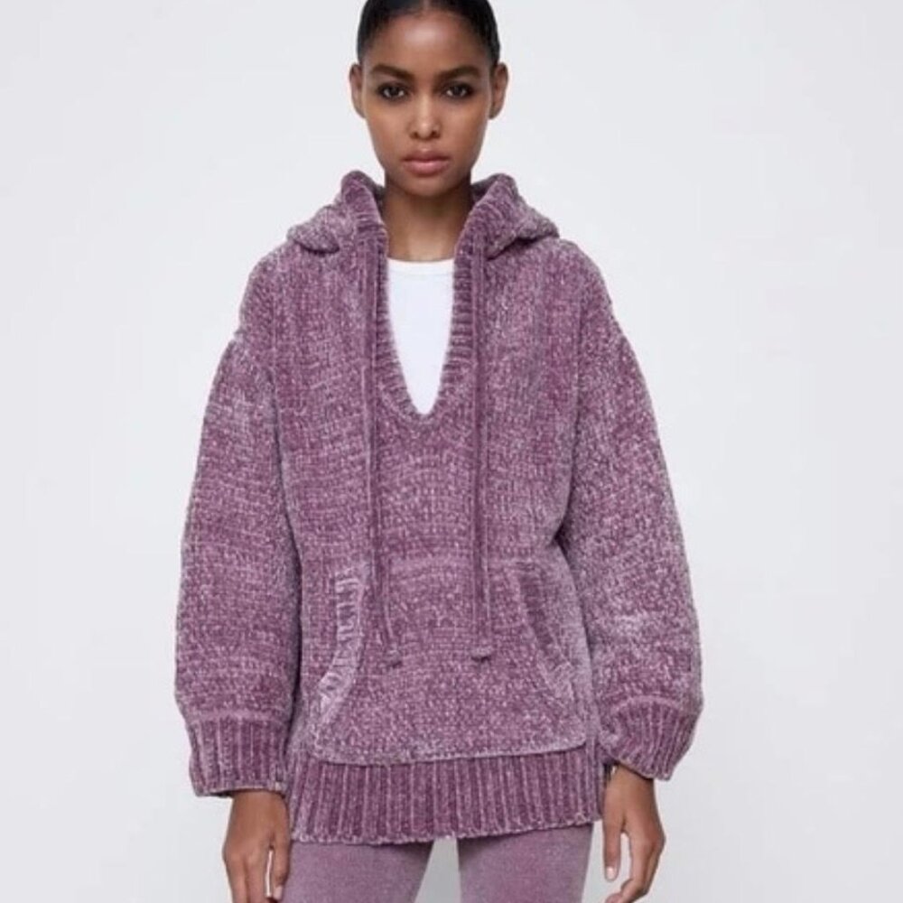 Zara Chenille Purple Lavendar Hoodie